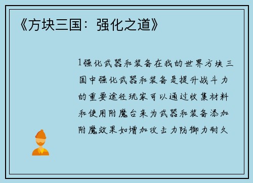 《方块三国：强化之道》